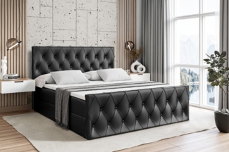 ALTDECOR Boxbett AMAY (mit Matratze Lattenrost Topper Polsterbett mit Bettkasten Doppelbett), H4 Multipocket / H3 Bonellfederung, Springboxbett Boxspringbett