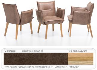 Sessel Gerit 2 Rücken mit Naht Polstersessel Esszimmer Massivholz Buche natur lackiert, Liberty light brown