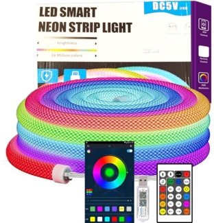 XERSEK LED-Stripe-Profil WS2811 RGB IC Neon LED Strip 5M, 360 Grad, IP67, 50 LED/M, App-Steuerung & Musik Sync, 5V Rund Netzförmig Neon LED Streifen