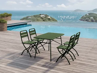 Vente-unique - MIRMANDE Gartenessgruppe Metall GrünGrün - B 70 cm52,5 cm x H 73,5 cm87 cm x L 110 cm43 cm