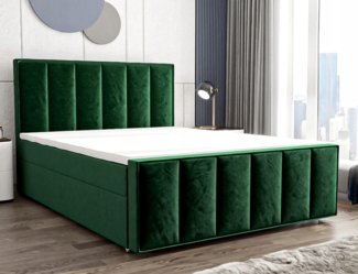 AX LIVING Bett kaufen 160x200 Arcini Grün – Boxspringbett Samt mit Bettkasten