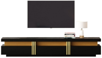 BlingBin Lowboard TV-Schrank mit Marmor-Optik, TV-Board Für Fernseher bis 90 Zoll (1er Set, 1 St, Lowboard 200 x 40 x 42 cm), TV-Kommode, Drei Schubladen und 1 Kabelmanagement