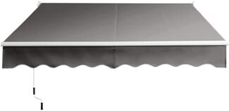 COSTWAY 2,5x2 m Gelenkarmmarkise Sonnenmarkise Balkonmarkise Terrassenmarkise Klemmmarkise mit UV- und wasserbeständigem Material, Aluminiumrahmen und -kurbel, fuer Balkon und Veranda Grau