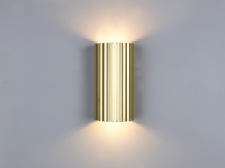 LED Wandleuchte mit Up and Down Lichteffekt, Metall Gold, Höhe 18cm