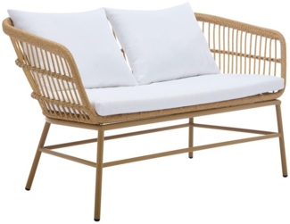 Vente-unique - Gartensofa 2-Sitzer - Polyrattan - Holzfarben hell - LOUSINI von MYLIA