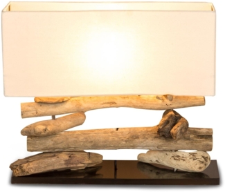 Levandeo® Nachttischlampe, Holzlampe Tischlampe aus Treibholz 50 x 17 x 43 cm Unikat Hochwertig