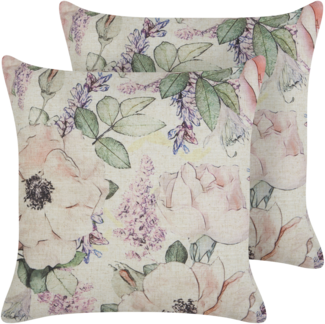 Kissen 2er Set ZAHRIYE 45 x 45 cm Blumenmuster Violett