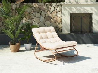 Vente-unique - Gartenschaukelsessel - Stahl - Orangefarben & hellgraues Kissen - SARANI von MYLIA