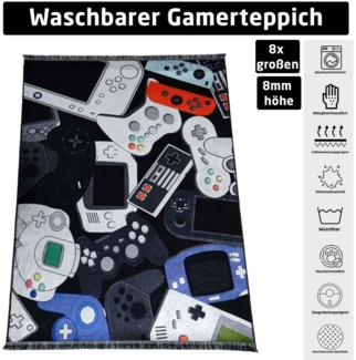 Jungengel Teppich Oldschool Gamer 8x Größen Waschbar Läufer Teppichläufer Gamermatte