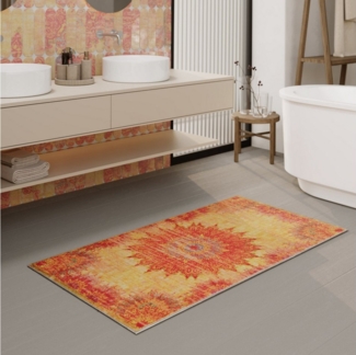Wecon home Badematte Healing, Höhe 0,5 mm, fußbodenheizungsgeeignet, Polyester, rechteckig, Vintage, waschbar, rutschfest, schnell trocknend, robust, Badteppich