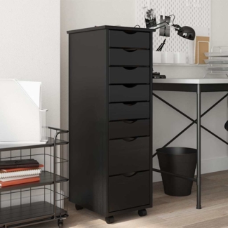 vidaXL Rollschrank mit Schubladen MOSS Schwarz Massivholz Kiefer 4015786