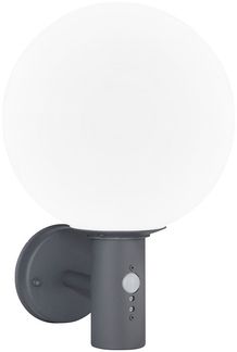 Wandleuchte, anthrazit, Glas weiß, Bewegungsmelder, H 37 cm