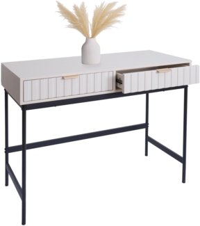 Konsolentisch HWC-O41, Telefontisch Ablagetisch, Industrial Schublade Melamin 85 x 100 x 40 cm ~ Holzoptik weiß