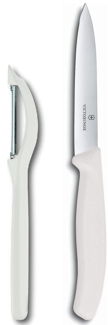 Victorinox | Universalschäler mit Pendelklinge | extra scharf | Zackenschliffklinge | zweischneidig | Swiss Made | Limited Edition Weiß