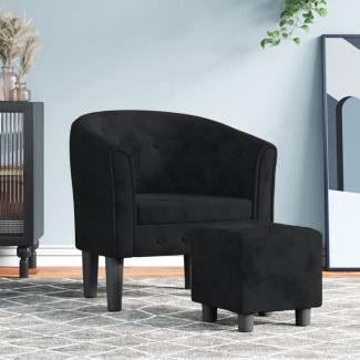 vidaXL Clubsessel mit Fußhocker Schwarz Samt 356479