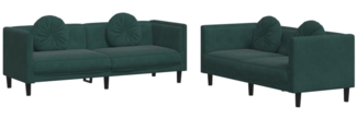 vidaXL 2-tlg. Sofagarnitur mit Kissen Dunkelgrün Samt 3209259