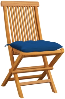 vidaXL Gartenstühle mit Blauen Kissen 6 Stk. Massivholz Teak 3065615