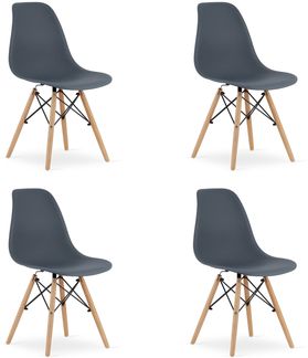 Valora OSAKA Stuhl, dunkelgrau, Beine natur, Esszimmer, 4 Stück