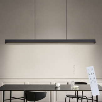 ZMH LED Pendelleuchte Esszimmer Kronleuchter Dimmbare Hängelampe Esstischlampe Schreibtischlampe Schwarz mit Fernbedienung 50W Moderne Tischlampe Hängende Pendellampe 148,5CM