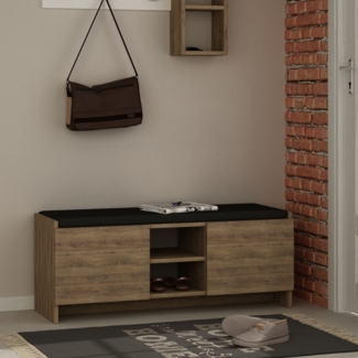 Schuhschrank, 'Zulla', 43 x 37 x 110, Dunkle Eiche