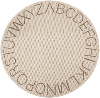 Primaflor-Ideen in Textil Kinderteppich CABANE - ABC, rund, Höhe: 3 mm, Flachgewebe, ABC Buchstaben Bordüre, In- und Outdoor geeignet