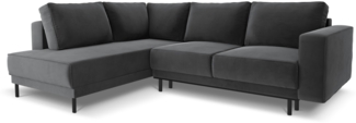Micadoni Ecksofa Caro 5-Sitzer Samt Grau Links 140x208