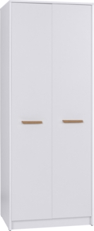 Marmex Möbel Grant 13N Zweitüriger Kleiderschrank mit Kleiderstange und Einlegeböden, laminierte Spanplatte, weiß, 75x195x54 cm