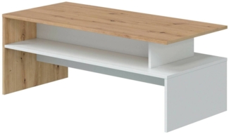 Dmora Bartolomea-Couchtisch, Wohnzimmer-Couchtisch, Couchtisch, niedriger Tisch, 100 x 50 x 43 cm, geknotete Eiche und glänzendes Weiß