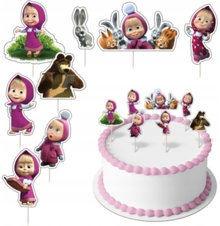 Festivalartikel Tortenstecker Masha and the Bear Topper Set 8 Stk Geburstag Torten Deko Kuchen Junge