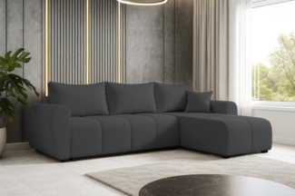 AX LIVING Eckcouch mit Schlaffunktion Malatya L Mini Sofa Dunkelgrau R