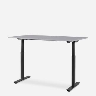 140 x 80 cm WRK21® SMART - Grau Uni / Schwarz elektrisch höhenverstellbarer Schreibtisch