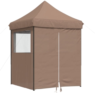 vidaXL Partyzelt Faltbar Pop-Up mit 4 Seitenteilen Braun 4005004