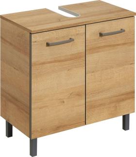 Saphir Waschbeckenunterschrank Quickset 919 Unterbeckenschrank, Riviera Eiche quer Nachbildung Waschbeckenschrank inkl. Türdämpfer, 60 cm breit, ohne Waschbecken