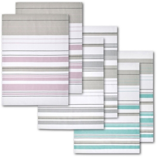 Dyckhoff Geschirrtuch Streifenvielfalt, (Packung, 6-tlg, 2x 3er Set (50 x 70 cm), Halbleinen, fusselarm