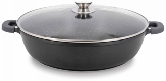 Pfanne Bratpfanne Schmorpfanne mit Glasdeckel Aluguss Ø36cm Cheffinger CF-SC40