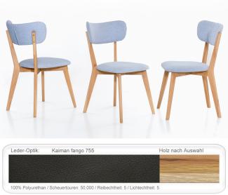 Holzstuhl Norina 12 Polsterstuhl Varianten Esszimmerstuhl Küchenstuhl Eiche bianco geölt, Kaiman fango