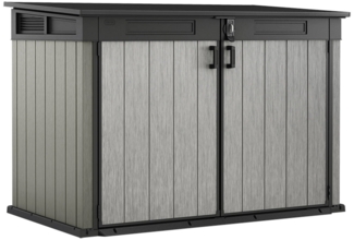 Dmora Gartenschrank Leduc, Gartenmöbel, Mehrzweck-Gartenschrank, Container für Balkon oder Garage, 191x109 h133 cm, Grau
