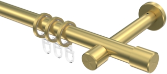 Gardinenstangen-Set Prestige Santo 240 cm (geteilt in 2 x 120 cm), 1-läufig, 20 mm Ø Messing-Optik
