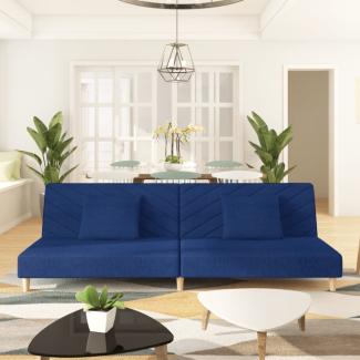 vidaXL Schlafsofa 2-Sitzer mit 2 Kissen Blau Stoff 375893