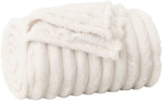 Überwurfdecke, Wohndecke Creme 240x220 cm Fleece