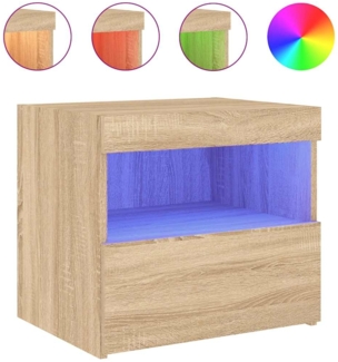Nachttisch Nachtschrank mit LED-Leuchten Sonoma-Eiche 50 x 40 x 45 cm