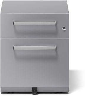 Rollcontainer Note™ mit Griff, 1 Universalschublade, 1 HR-Schublade, Farbe silber