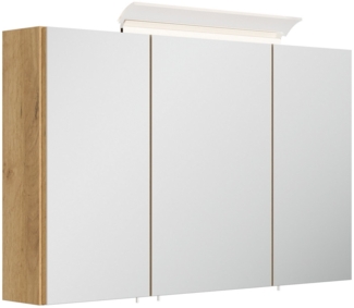 Posseik Spiegelschrank Badezimmer Spiegelschrank 3-türig/ LED-Acrylglaslampe/ Eiche Gold