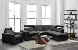 Beautysofa Polstergarnitur Roma Die Lieferung beinhaltet die Lieferung in die Wohnung, (modernes Set Eckgarnitur mit Sessel, Schlaffunktion, Bettkasten, verstellbare Kopfstützen), gepolstertes Ecksofa mit Sessel aus Bonnell-Federn für Wohnzimmer