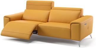 Sofanella Sofa BELLA 3-Sitzer Ledersofa Echtleder in Gelb S: 200 Breite x 100 Tiefe