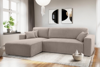 AX LIVING Catea Beige Sofa mit Schlaffunktion – Ecksofa 279cm mit Bettkasten L