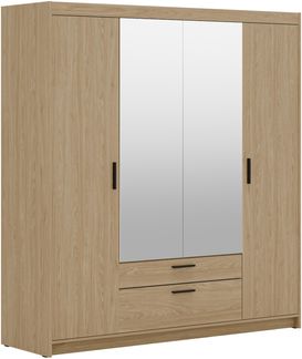 AX LIVING Geölte Eiche Kleiderschrank mit Spiegel Storicos 4T 176,3cm breit