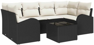 vidaXL Garten-Sofa-Set mit Kissen 7 pcs Schwarz, Creme 55 x 55 x 37 cm 3354606