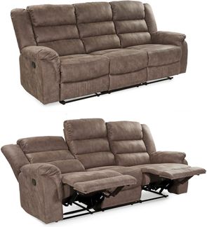 3-Sitzer-Relaxsofa Couch Liegefunktion Federkernpolster Stoff Vintage Graubraun