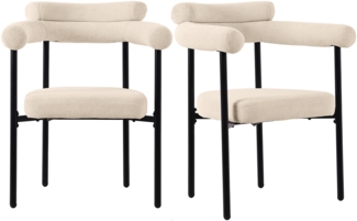 Merax Esszimmerstuhl (Set, 2 St), 2er Set Polsterstühle Wohnzimmer Samt Küchenstühle Eisengestell, Beige | schwarz